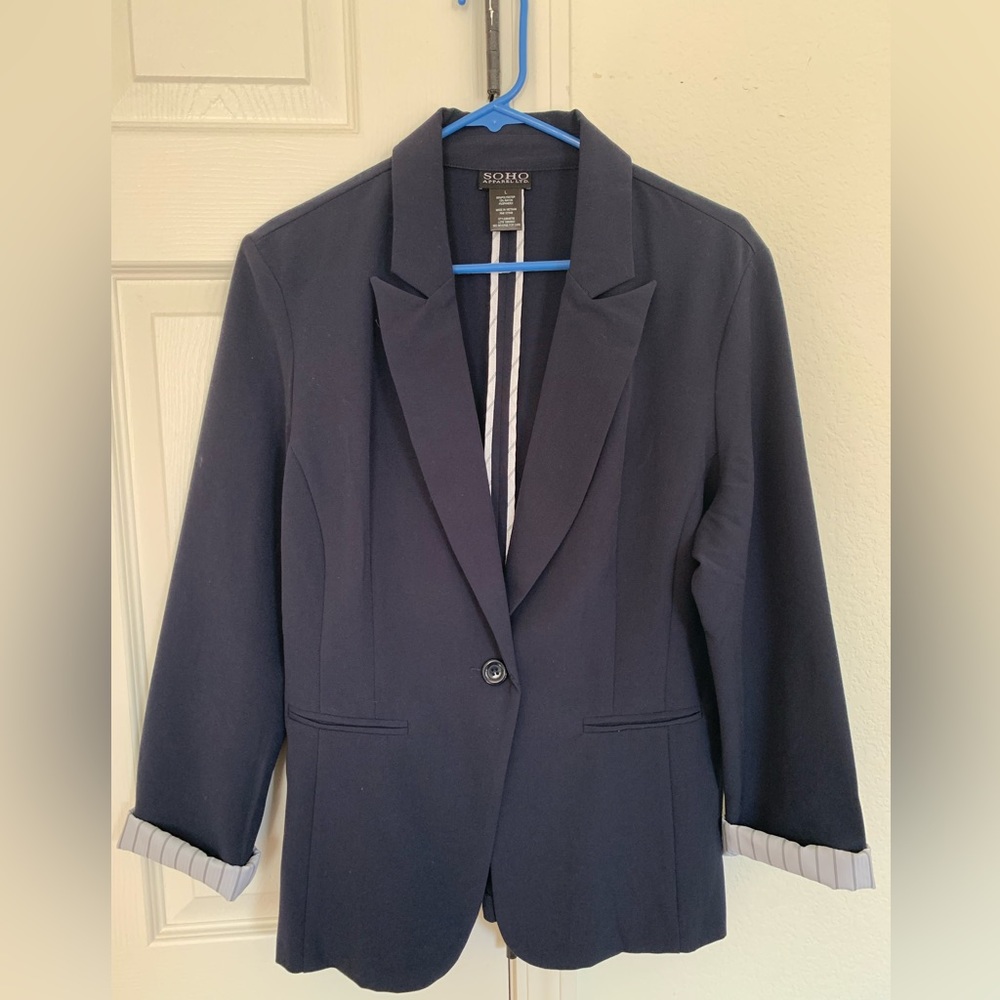 Navy Blue Soho Apparel Ltd. Women’s size Large Blazer